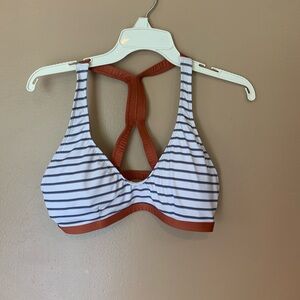 Patagonia Turn Top Bikini Top White and Navy Stripe L